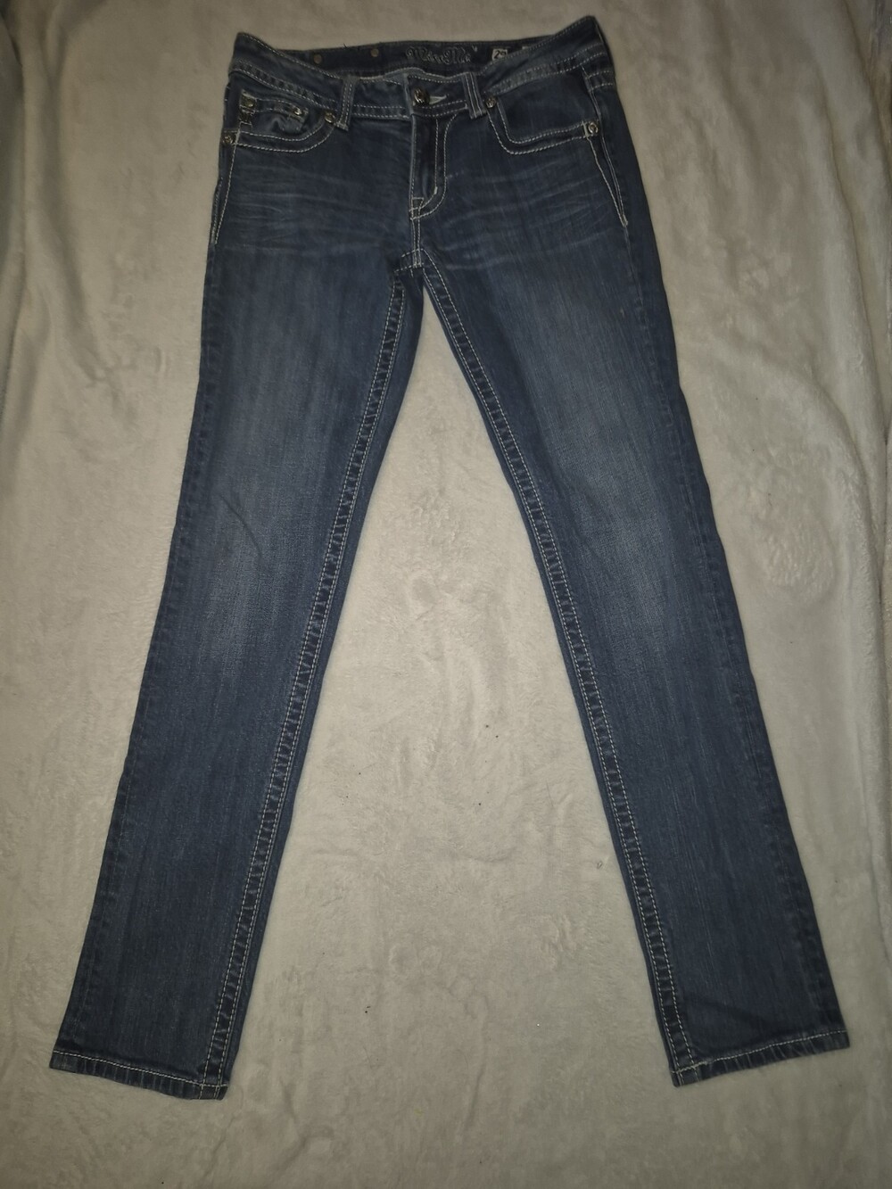 Miss Me Embellished Flap Pocket Skinny Jeans JP4656S7 Size 29 Bling Y2K
